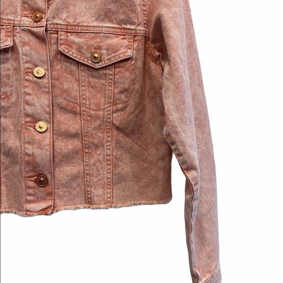 2/$25 Jacqueline de Yong Denim Spring Jacket Pink Size 36 GUC - Picture 2 of 7